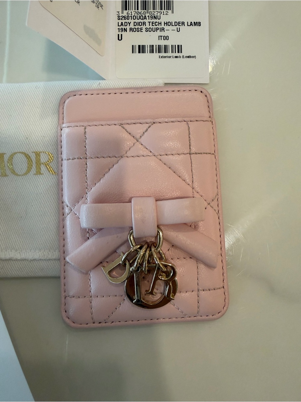 Lady Dior Magnetic Card Holder - pink